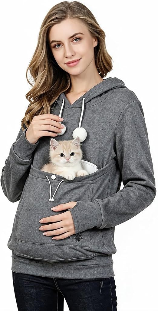 Sudadera Canguro con Capucha y Bolsillo Portamascotas