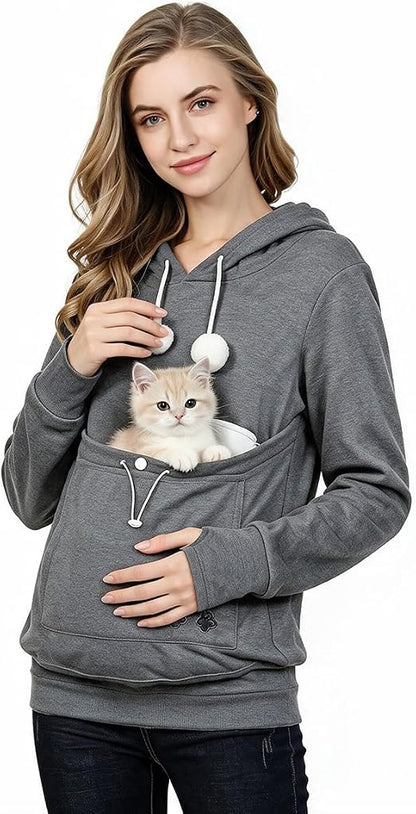 Sudadera Canguro con Capucha y Bolsillo Portamascotas