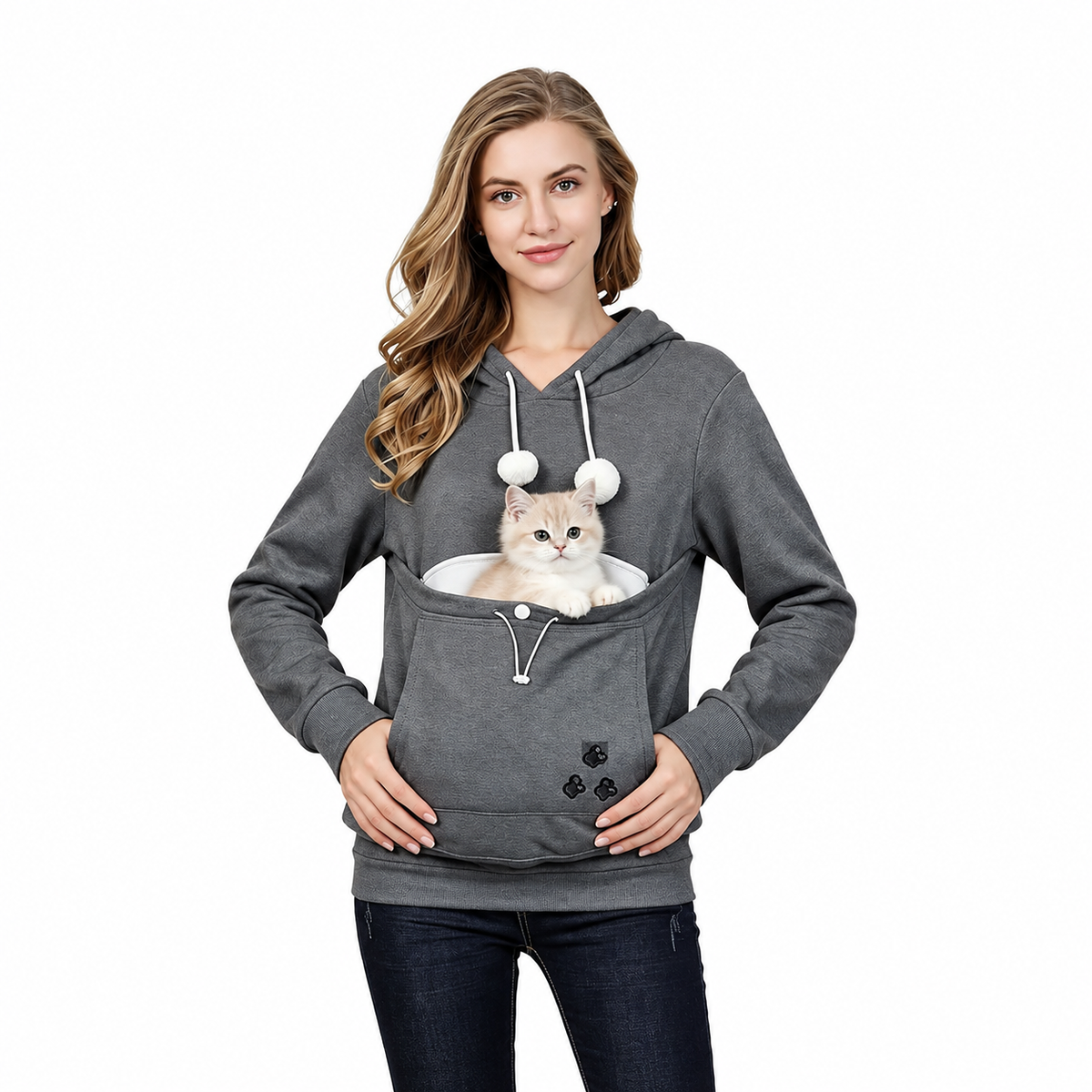 Sudadera Canguro con Capucha y Bolsillo Portamascotas