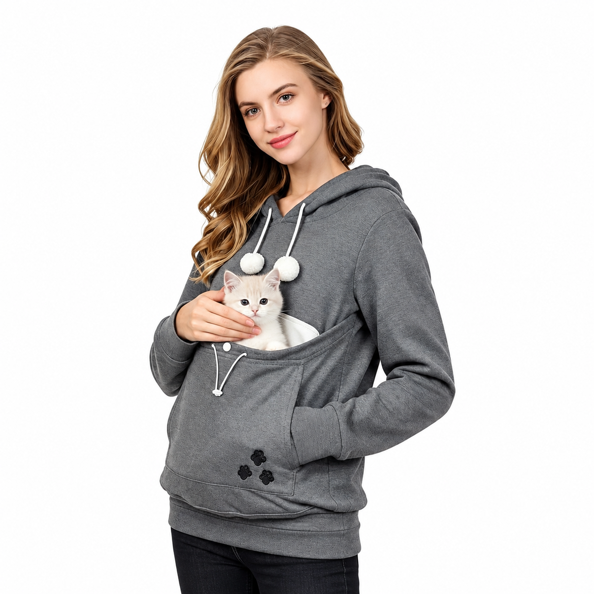 Sudadera Canguro con Capucha y Bolsillo Portamascotas