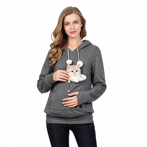 Sudadera Canguro con Capucha y Bolsillo Portamascotas